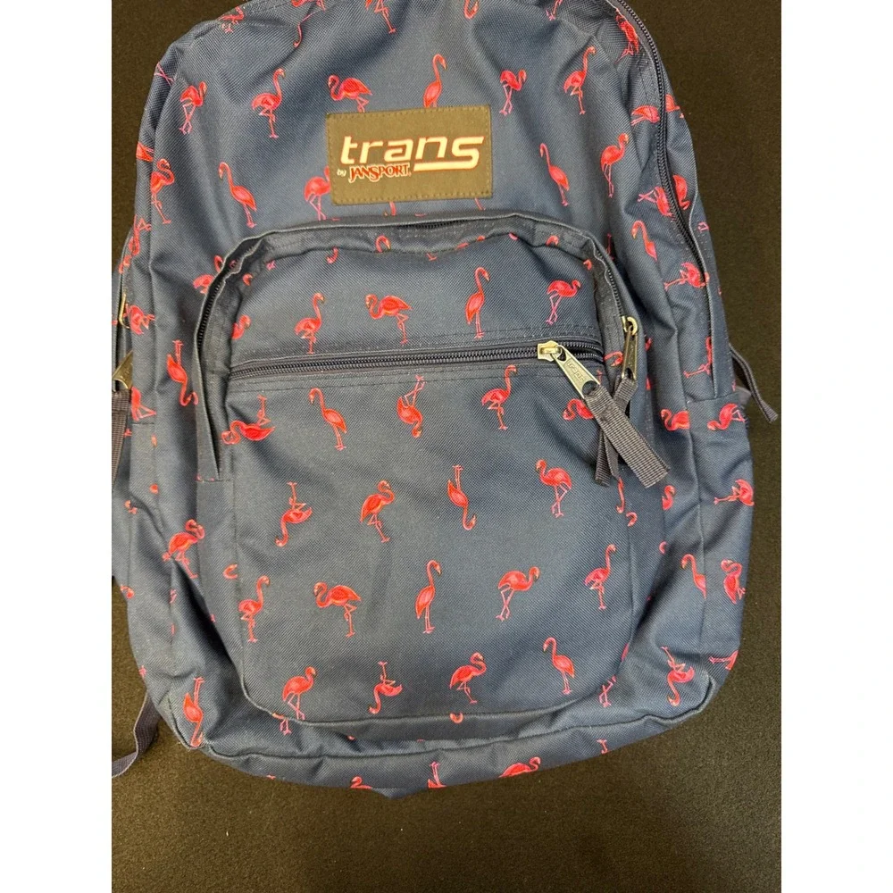 Trans by JanSport Flamingo Print Backpack Navy Blue Pink Tropical S00TM60